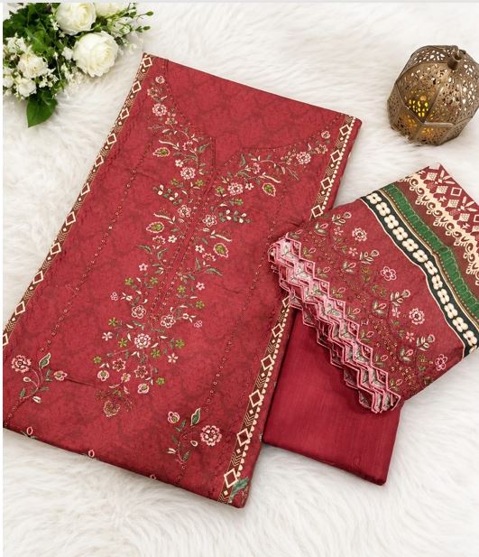 12211 Bin Saeed Khadder Embroidery 3 Piece - Image 1
