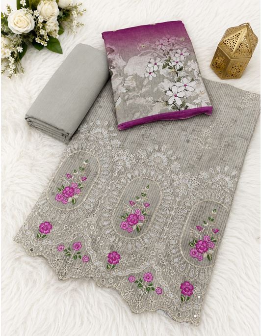 12213 Bin Saeed Khadder Embroidery 3 Piece - Image 1