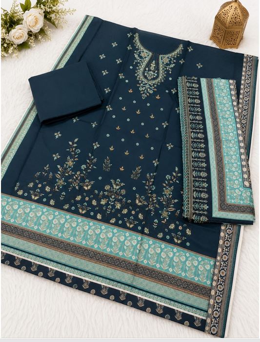 123 Bin Saeed Khadder Embroidery 3 Piece - Image 1