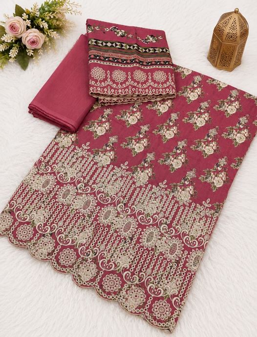 222 Bin Saeed Khadder Embroidery 3 Piece - Image 1
